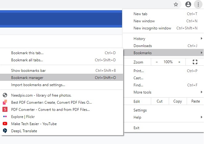 Chrome Bookmarks Goto Bookmark Manager