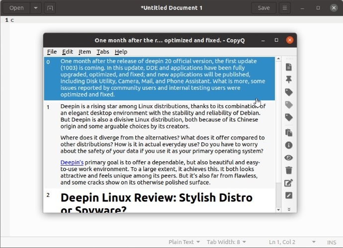 Copyq Clipboard Turbo Boost Choose Entry