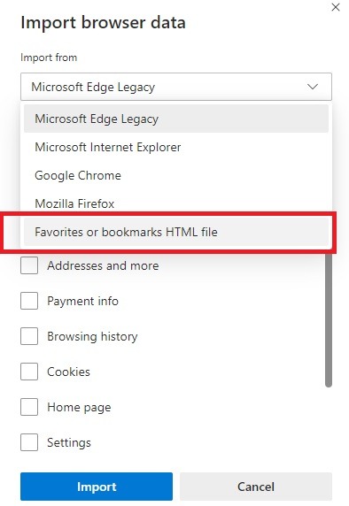 Edge Bookmarks Import Html File