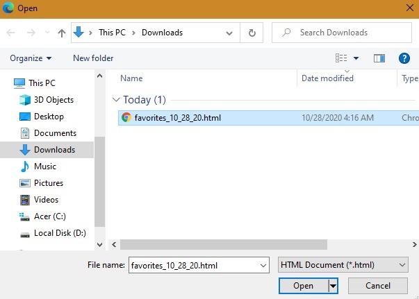 Edge Bookmarks Import Open Hyml