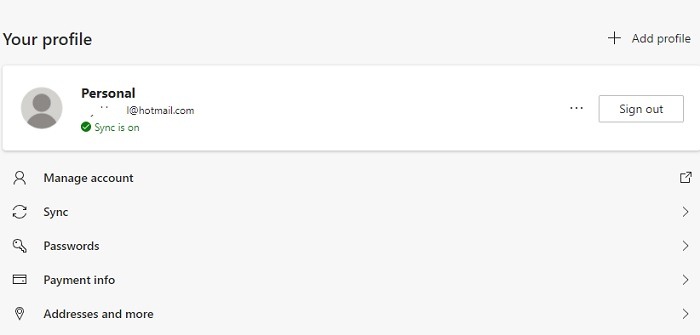 Edge Bookmarks Sync Is On