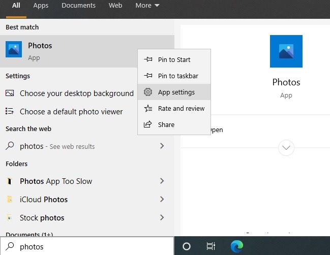 Photos App Settings