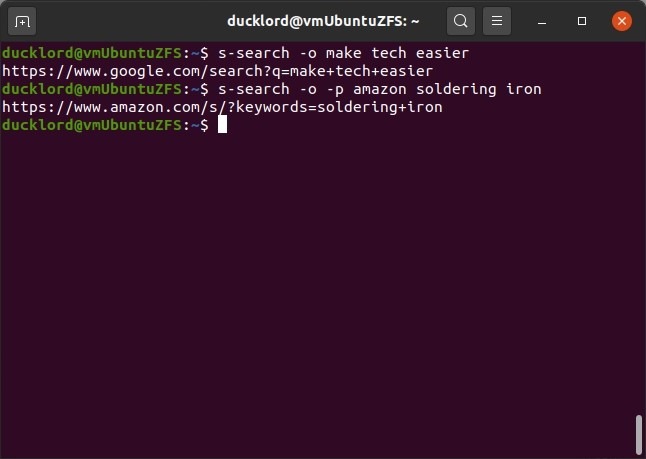 S Search Display Output