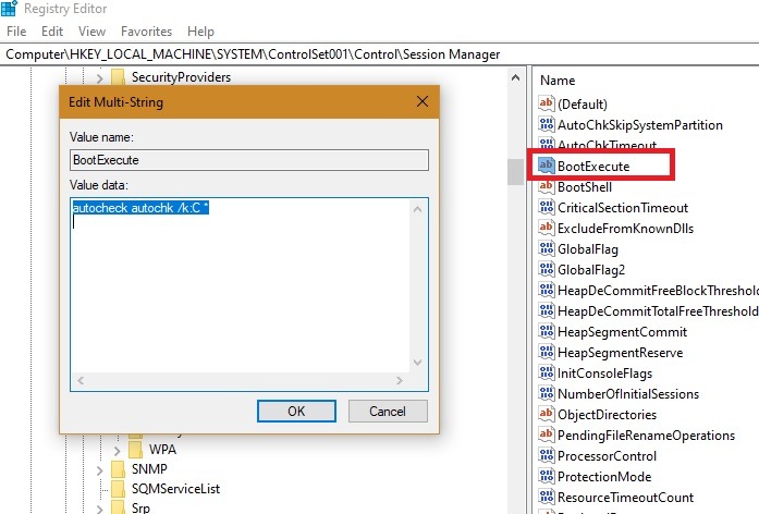 Scheduled Chkdsk Bootexecute Autocheck Data
