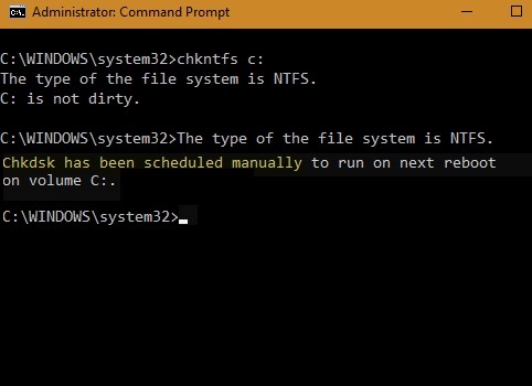 Scheduled Chkdsk Run Manually