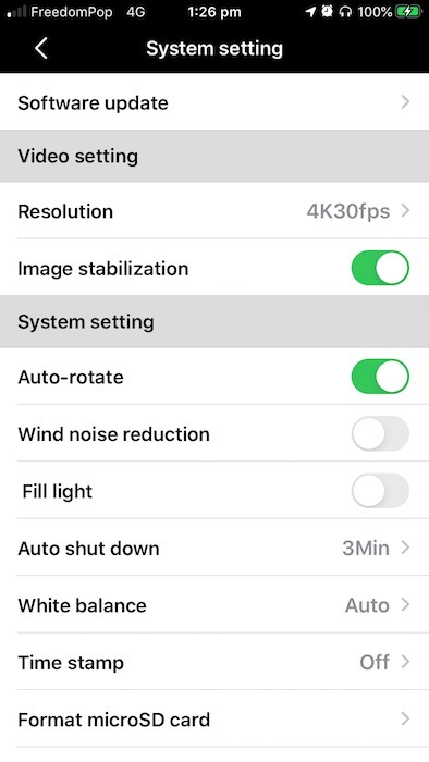 Akaso Keychain App Settings