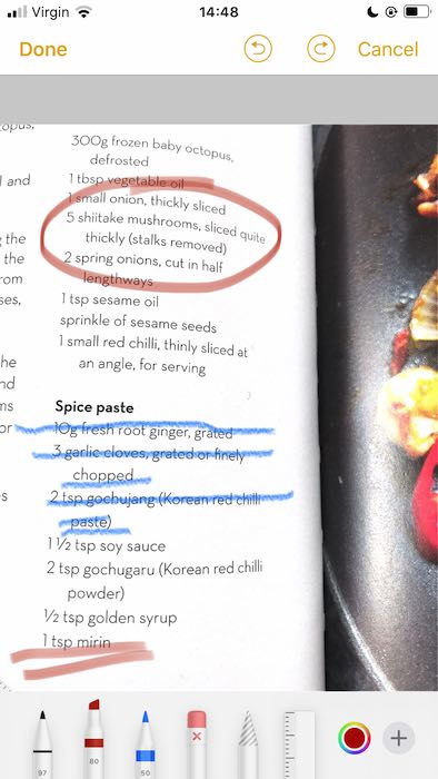 You can add annotations to your scanned documents, using the Notes application.