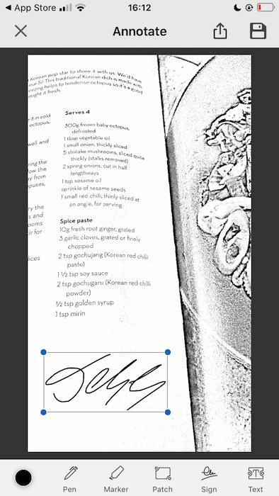 Annotating a document, using FineScanner.