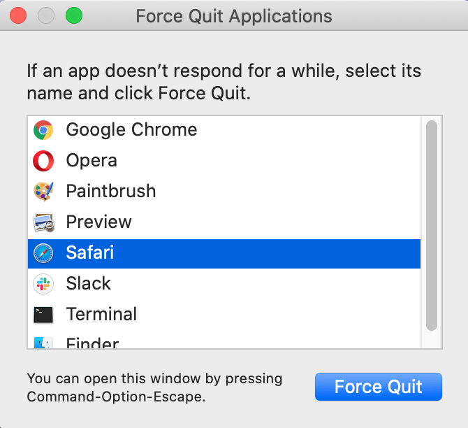 You can force-shut macOS applications, using the Force Quit application.
