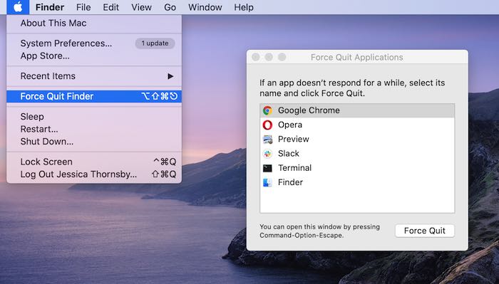 You can force-shut an application, using the macOS Force Quit menu.
