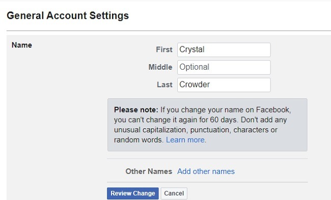 How To Change Your Name On Facebook Change
