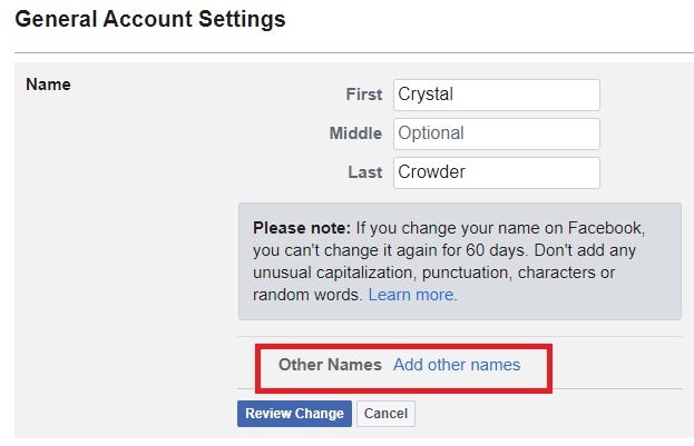 How To Change Your Name On Facebook Other Names