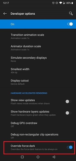 How To Force Dark Mode Developer Options Force Dark Mode