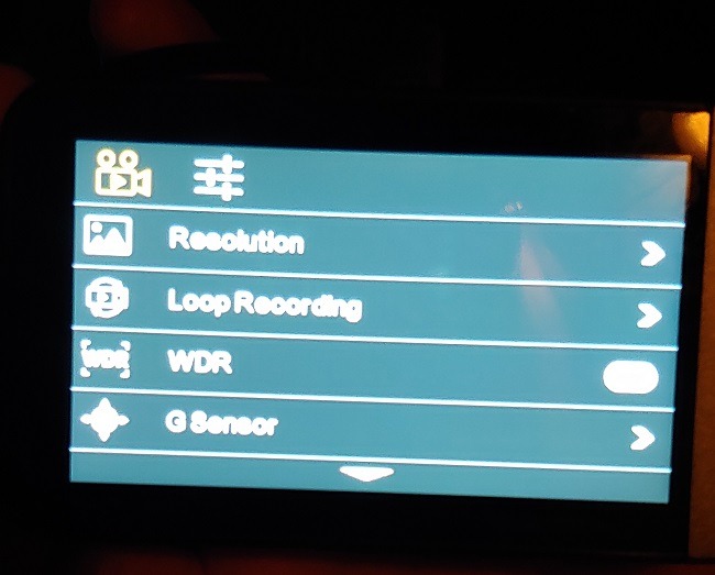 Jomise Dual Dash Cam Review Menu