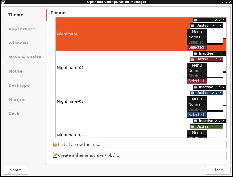 Openbox Install Theme Window