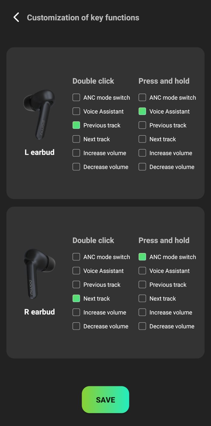 Pamu Quiet App Tap Customization