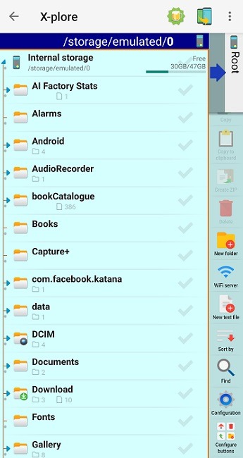 Using Xplore to find downloaded Android files.