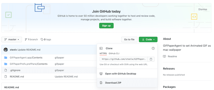 Download GIFPaper from popular code sharing website, GitHub. 