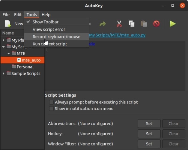 Make Linux Shortcuts With Autokey Record Input