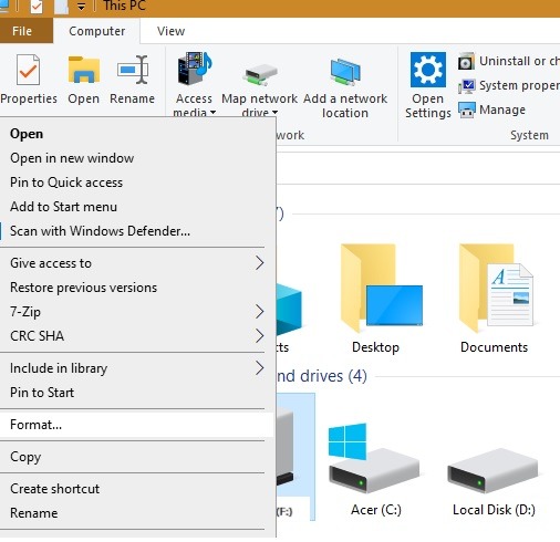 Win Parameter Error Format Bad Drive