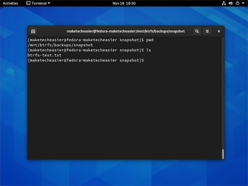 Btrfs Snapshot Results