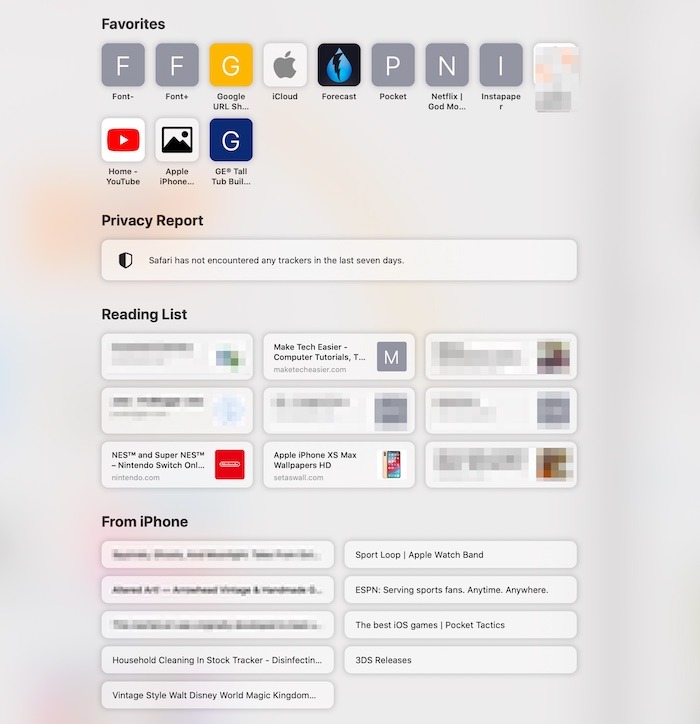 Customize Safari 14 Big Sections