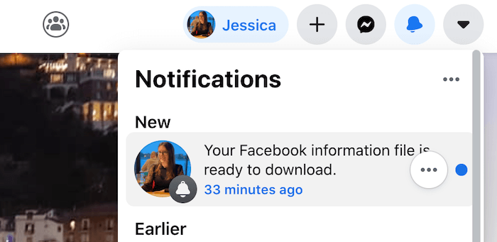 You'll receive a Facebook notification when your data is ready to download.