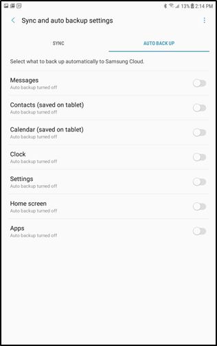 Samsung Cloud Auto Backup Settings