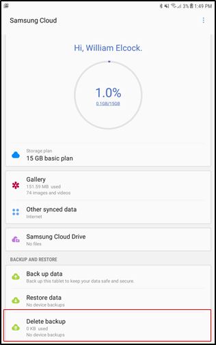 Samsung Cloud Delete Backup