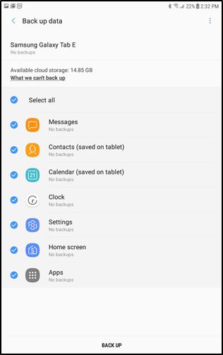 Samsung Cloud Manual Backup