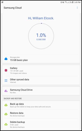 Samsung Cloud Storage Used