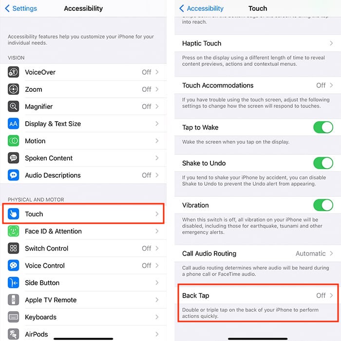 Back Tap Iphone Accessibility Options