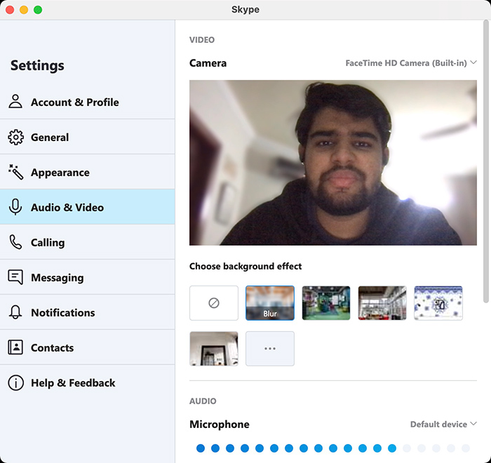 Custom Video Background Skype Blur
