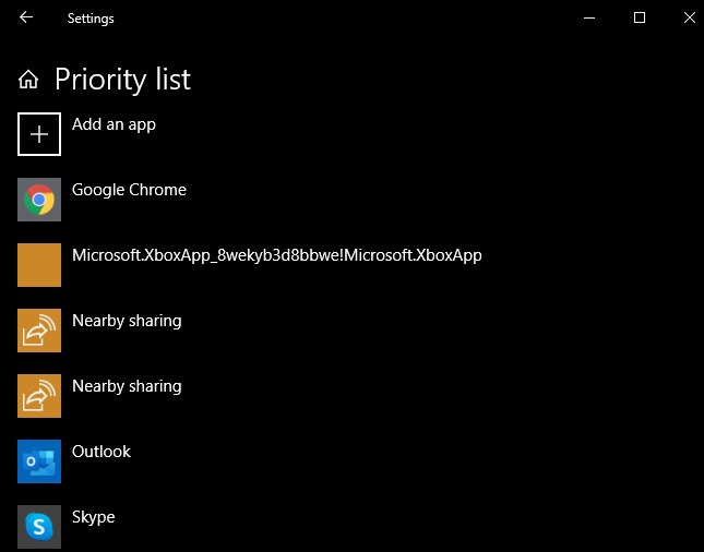 Focus Assist Priority List