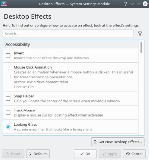 Kde Desktop Effects Selection