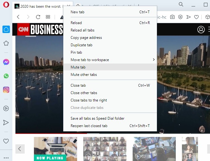 Mute Browsers Opera