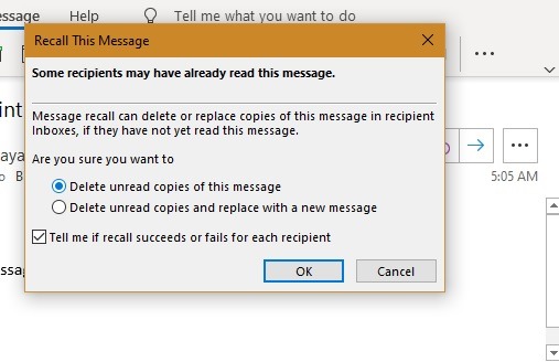 Outlook Client Recall Unread Messages