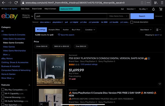 Ps5 Ebay Listings