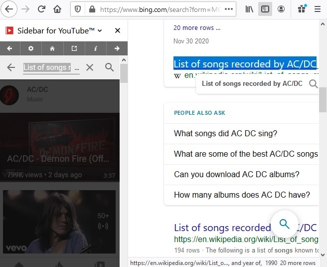 Sidebar Search Firefox Youtube
