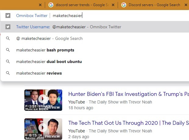 Sidebar Search Twitter Chrome
