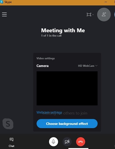 Skype Meet Now Meeting Started
