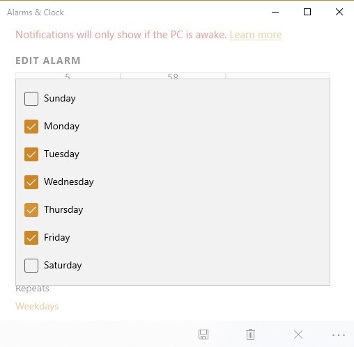 Windows10 Alarms Timers Alarms Schedule