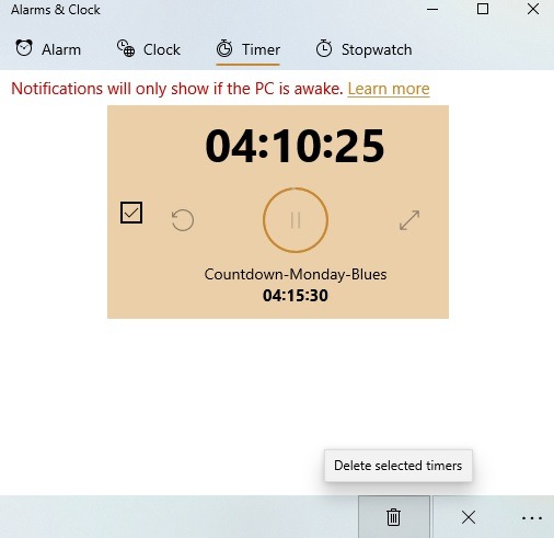 Windows10 Alarms Timers Delete