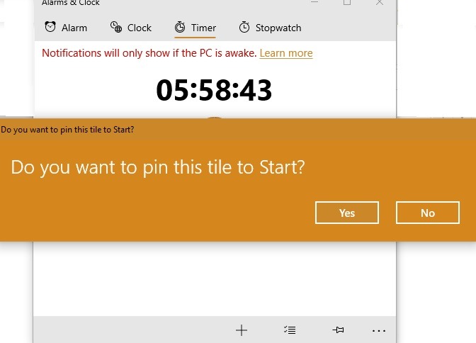 Windows10 Alarms Timers Pin Ok