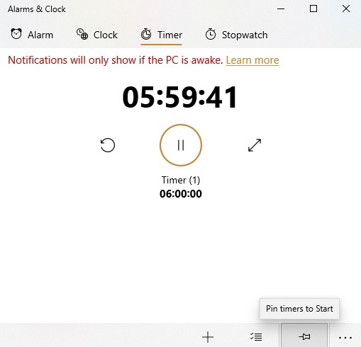 Windows10 Alarms Timers Pin To Start
