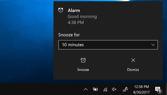 Windows10 Alarms Timers Respond Alarm