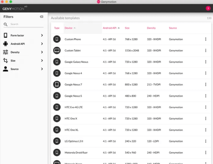 The Genymotion Android emulator, available for the Desktop and in the Cloud. 