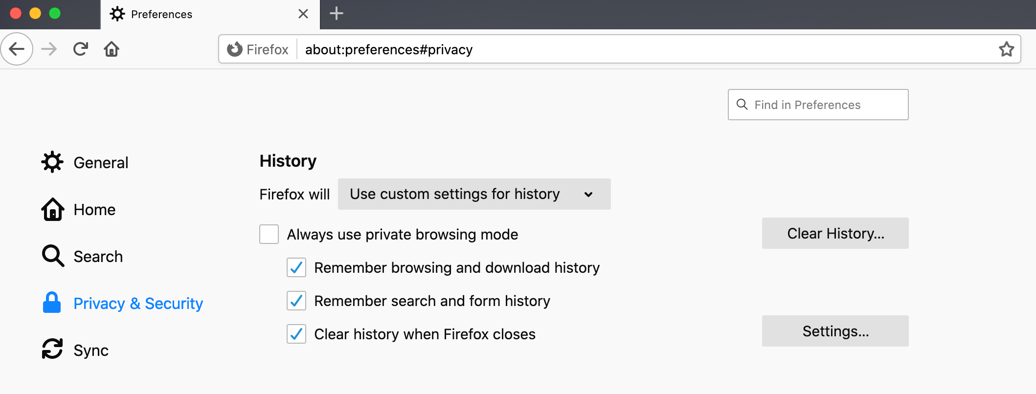 Automatically clear your browsing history when Mozilla Firefox closes. 