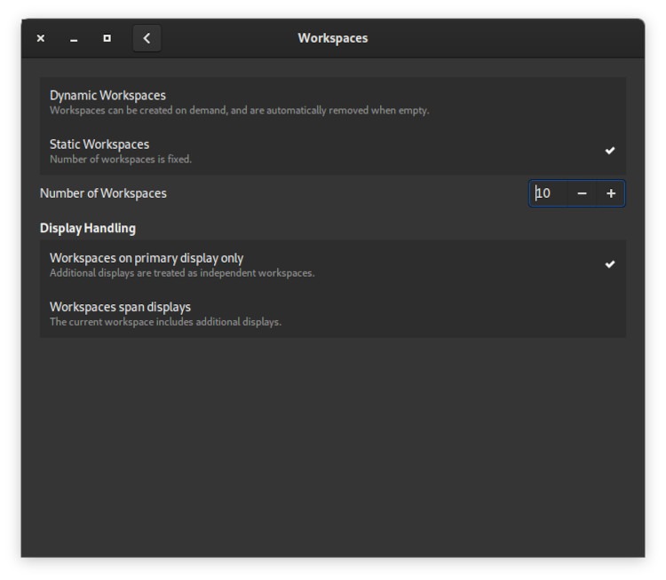 Disable Dynamic Workspaces Gnome Shell Static Workspaces