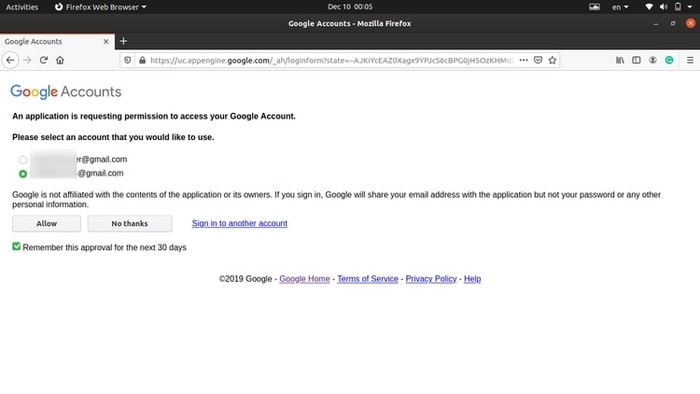 allowing account access